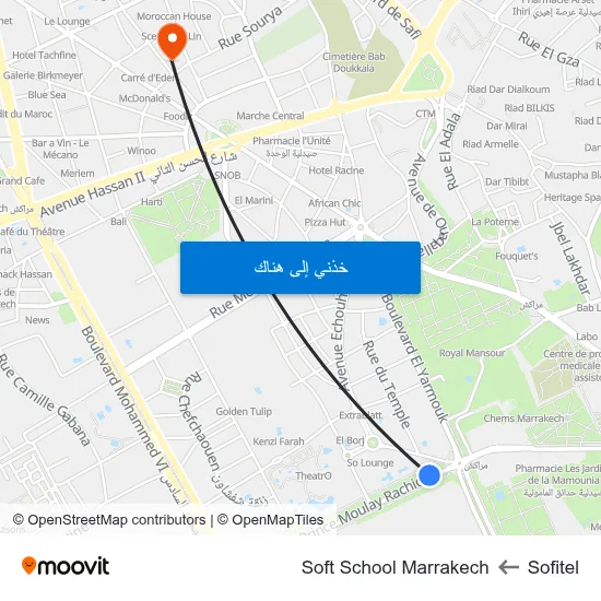 Sofitel to Soft School Marrakech map