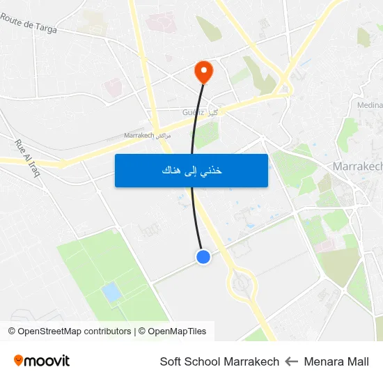 Menara Mall to Soft School Marrakech map