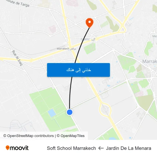 Jardin De La Menara to Soft School Marrakech map