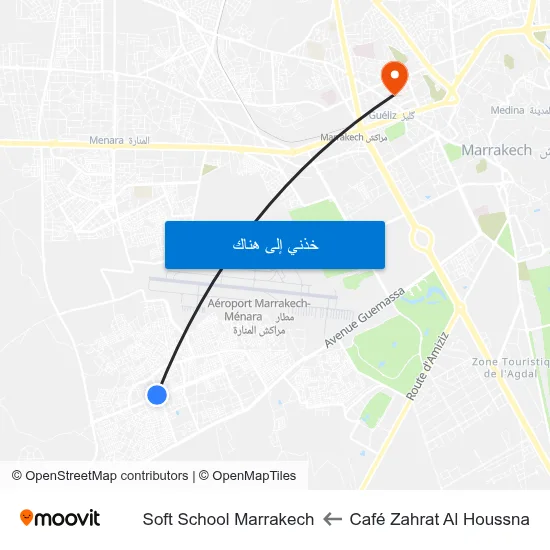 Café Zahrat Al Houssna to Soft School Marrakech map