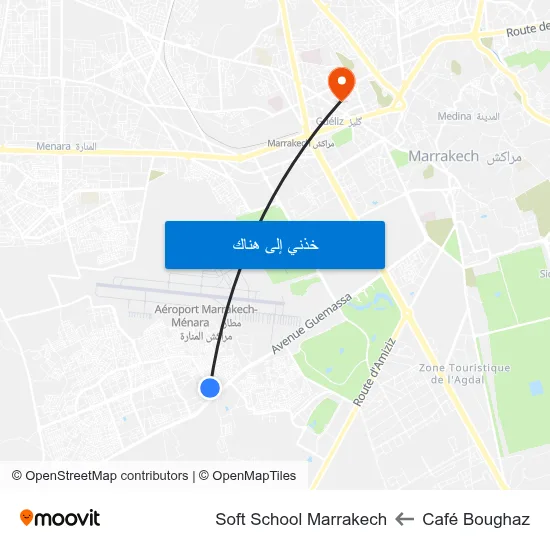 Café Boughaz to Soft School Marrakech map
