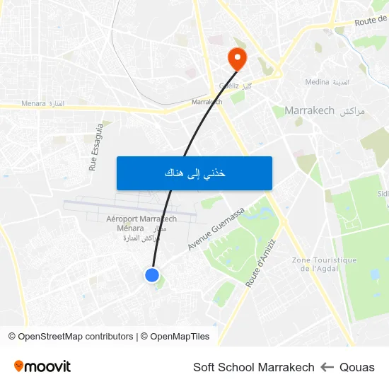 Qouas to Soft School Marrakech map