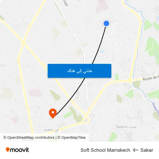 Sakar to Soft School Marrakech map