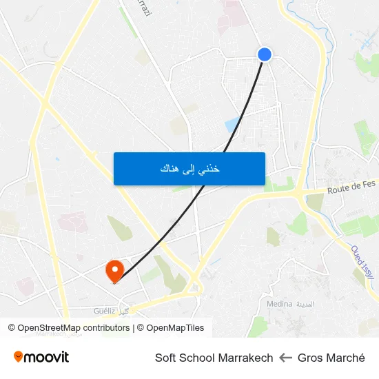 Gros Marché to Soft School Marrakech map