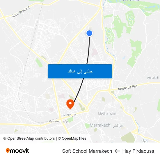 Hay Firdaouss to Soft School Marrakech map