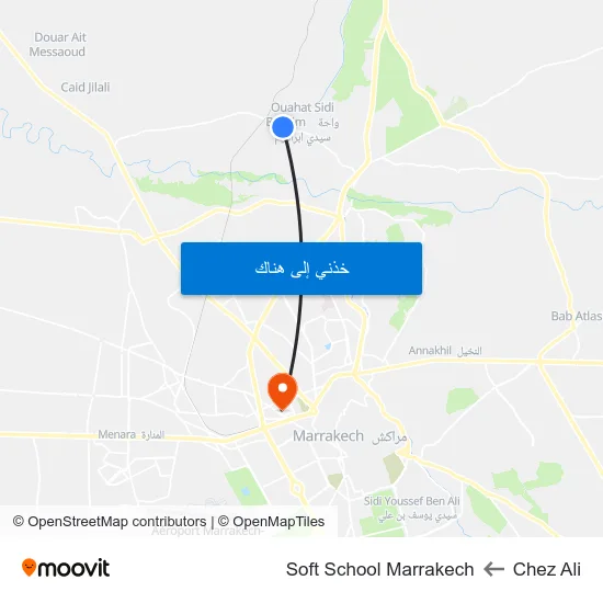 Chez Ali to Soft School Marrakech map