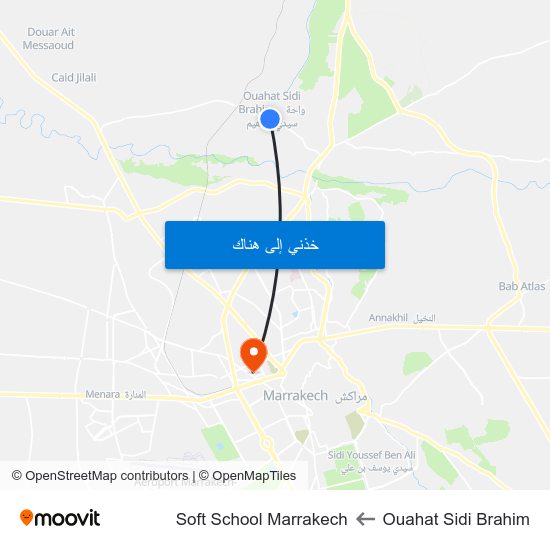 Ouahat Sidi Brahim to Soft School Marrakech map