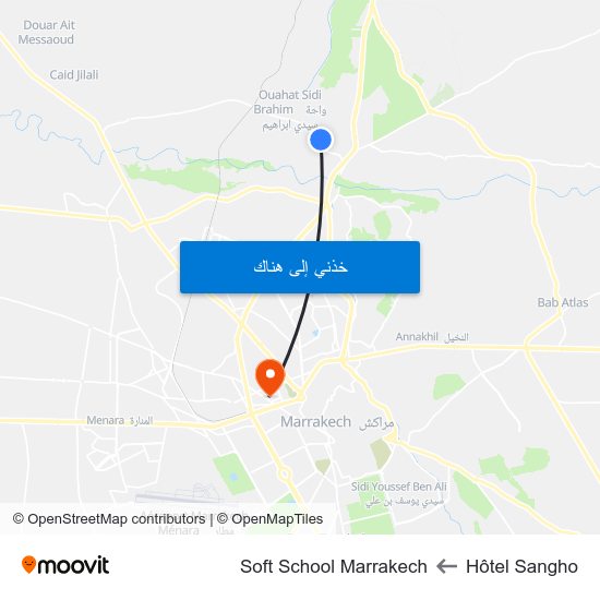 Hôtel Sangho to Soft School Marrakech map
