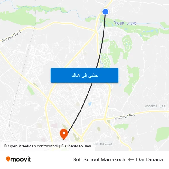 Dar Dmana to Soft School Marrakech map