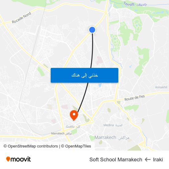 Iraki to Soft School Marrakech map