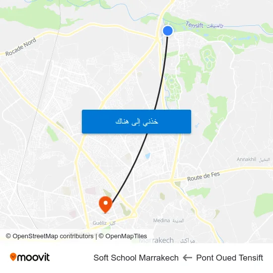 Pont Oued Tensift to Soft School Marrakech map