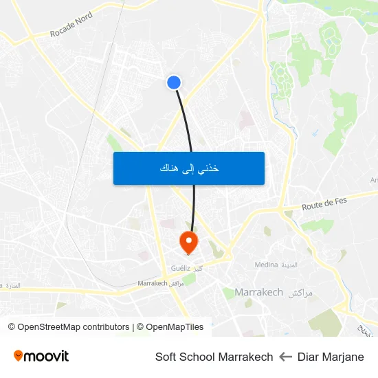 Diar Marjane to Soft School Marrakech map