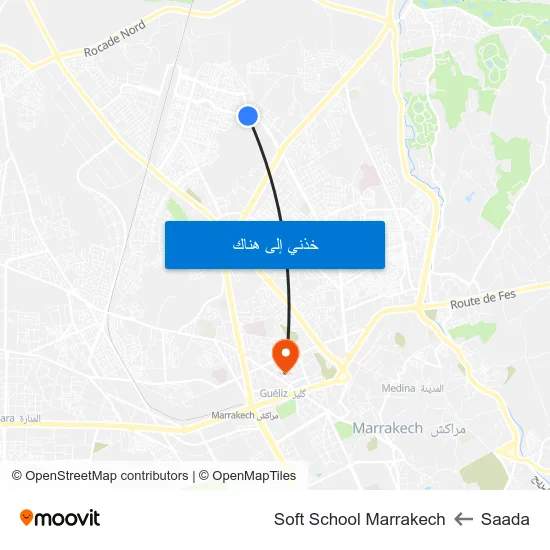 Saada to Soft School Marrakech map