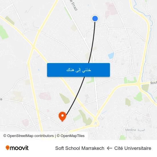 Cité Universitaire to Soft School Marrakech map