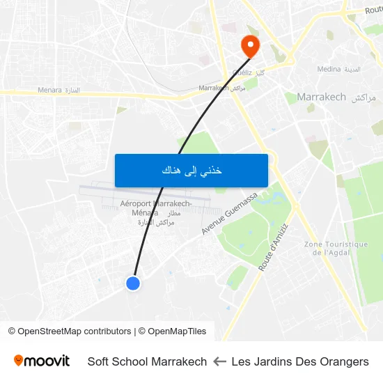 Les Jardins Des Orangers to Soft School Marrakech map
