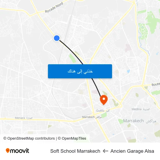 Ancien Garage Alsa to Soft School Marrakech map