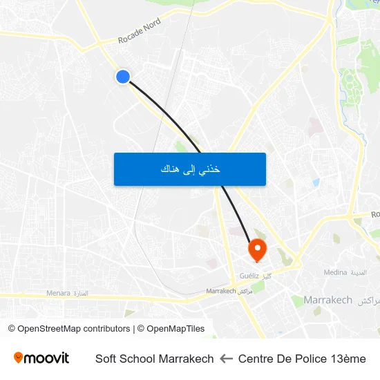 Centre De Police 13ème to Soft School Marrakech map