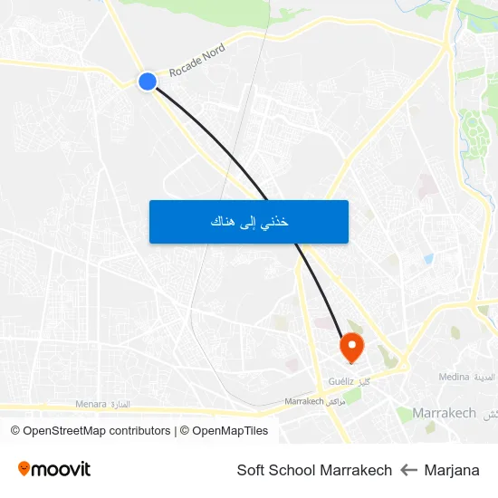Marjana to Soft School Marrakech map