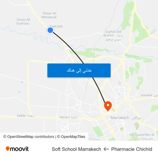 Pharmacie Chichid to Soft School Marrakech map