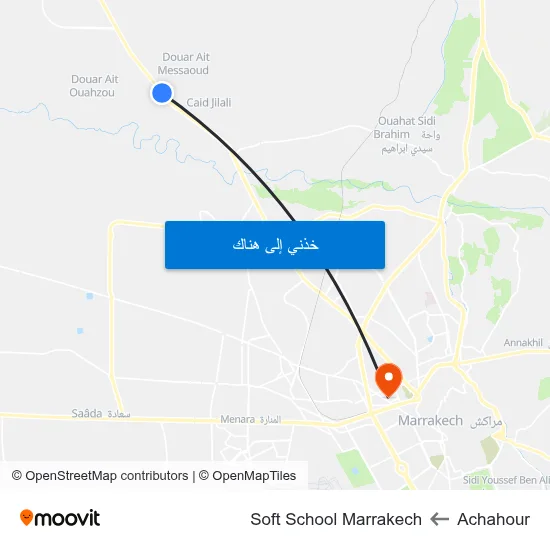 Achahour to Soft School Marrakech map