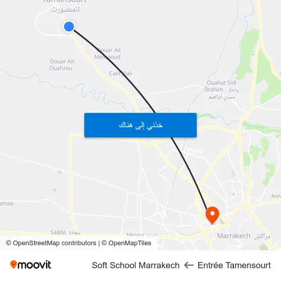 Entrée Tamensourt to Soft School Marrakech map
