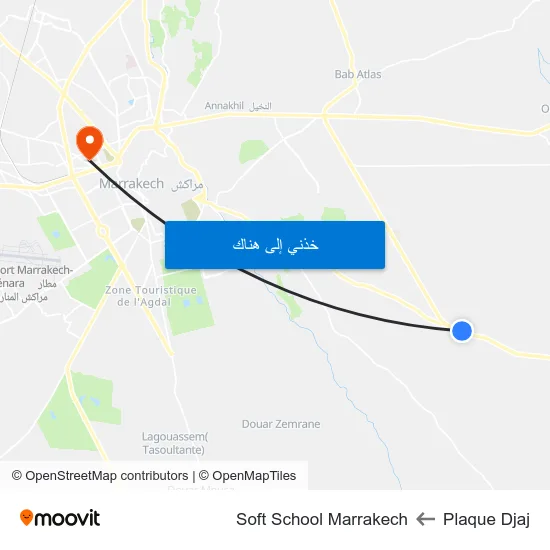Plaque Djaj to Soft School Marrakech map