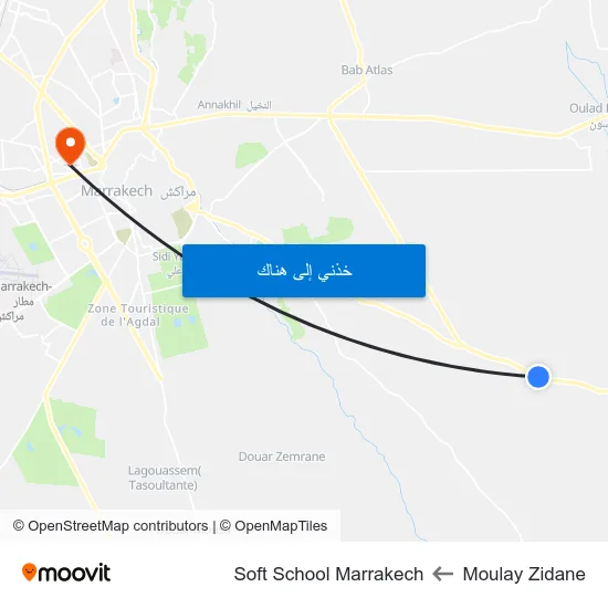 Moulay Zidane to Soft School Marrakech map