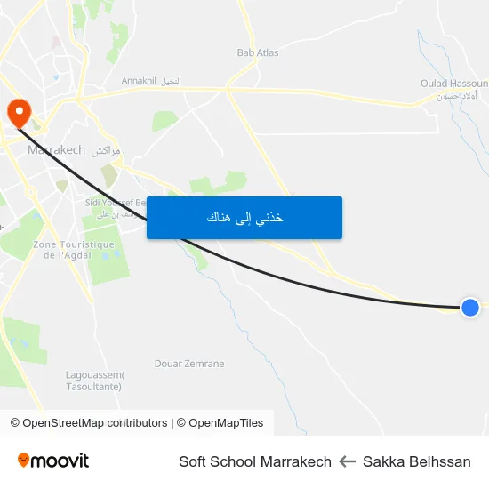 Sakka Belhssan to Soft School Marrakech map