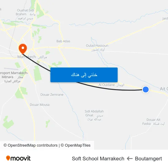 Boutamgert to Soft School Marrakech map