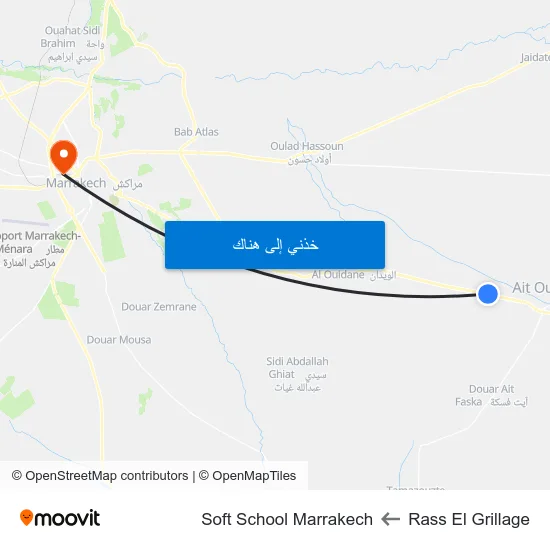 Rass El Grillage to Soft School Marrakech map