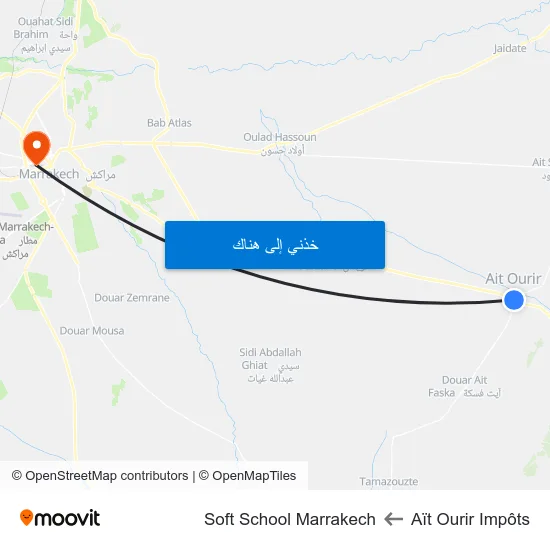 Aït Ourir Impôts to Soft School Marrakech map