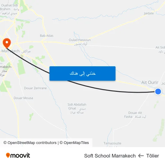 Tôlier to Soft School Marrakech map