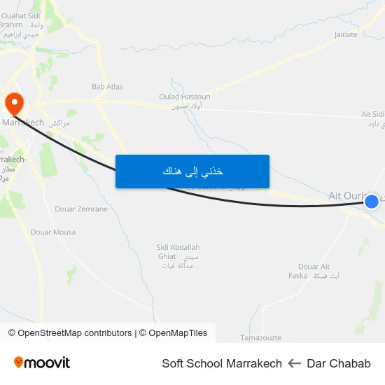 Dar Chabab to Soft School Marrakech map