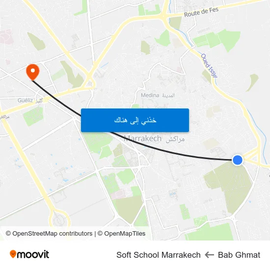 Bab Ghmat to Soft School Marrakech map