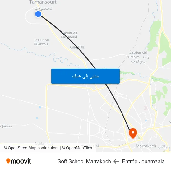 Entrée Jouamaaia to Soft School Marrakech map