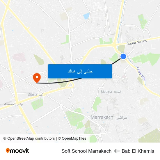 Bab El Khemis to Soft School Marrakech map