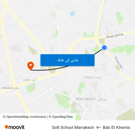 Bab El Khemis to Soft School Marrakech map
