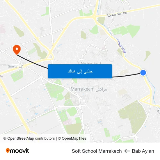 Bab Aylan to Soft School Marrakech map