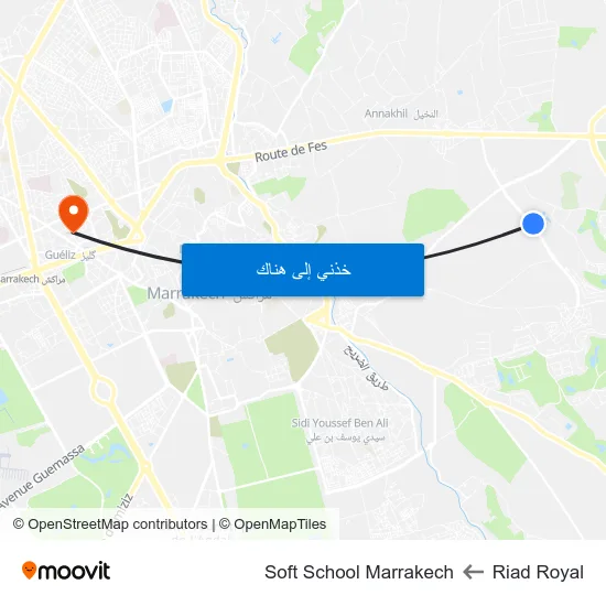 Riad Royal to Soft School Marrakech map