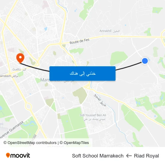 Riad Royal to Soft School Marrakech map