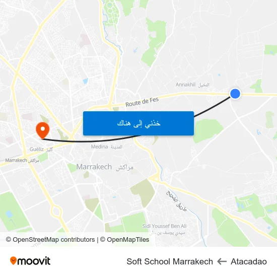 Atacadao to Soft School Marrakech map