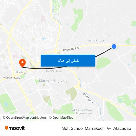 Atacadao to Soft School Marrakech map