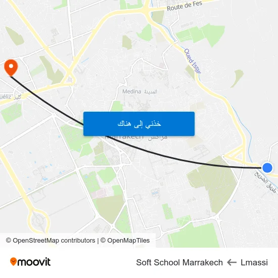 Lmassi to Soft School Marrakech map