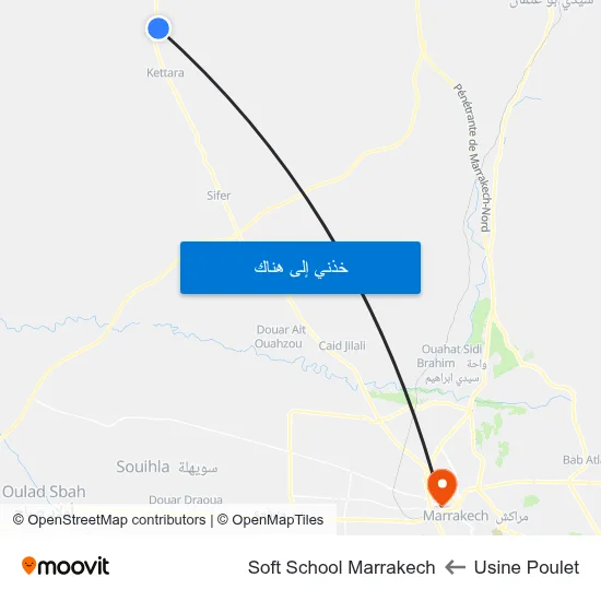 Usine Poulet to Soft School Marrakech map