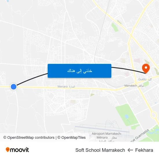 Fekhara to Soft School Marrakech map