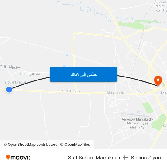 Station Ziyan to Soft School Marrakech map