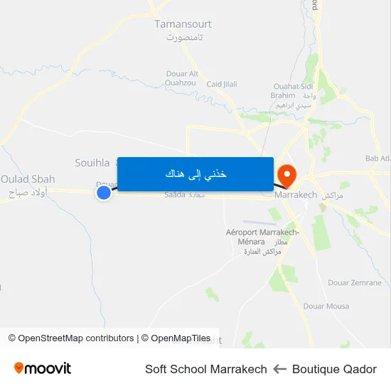 Boutique Qador to Soft School Marrakech map
