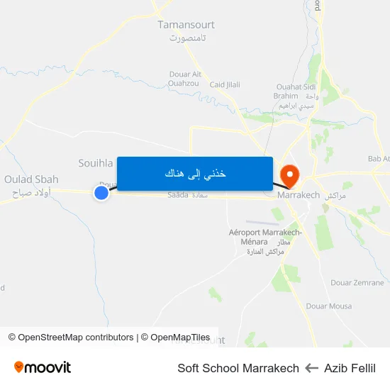 Azib Fellil to Soft School Marrakech map