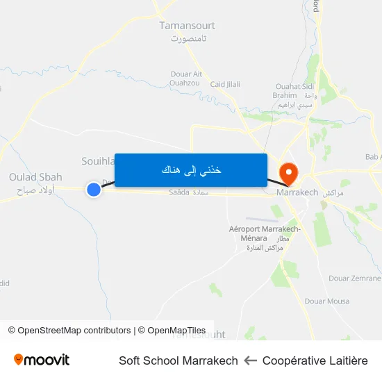 Coopérative Laitière to Soft School Marrakech map