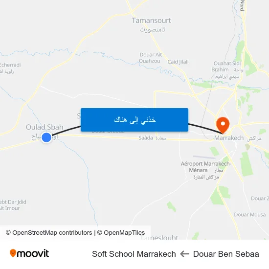 Douar Ben Sebaa to Soft School Marrakech map